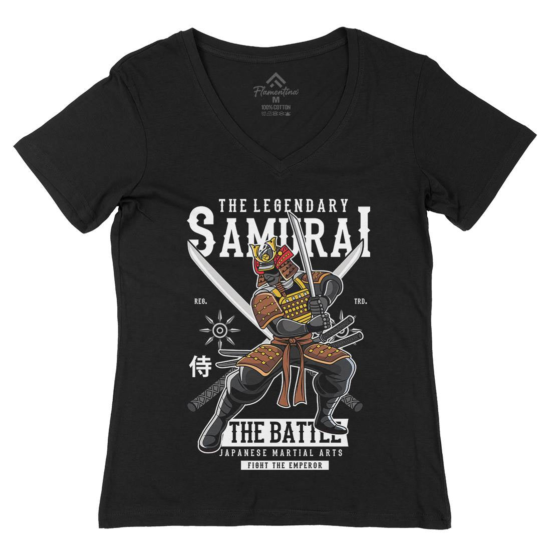 Samurai Womens Organic V-Neck T-Shirt Warriors C430