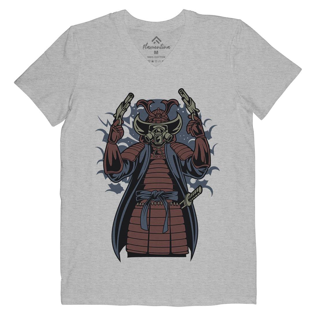 Samurai Apocalypse Mens Organic V-Neck T-Shirt Warriors C431