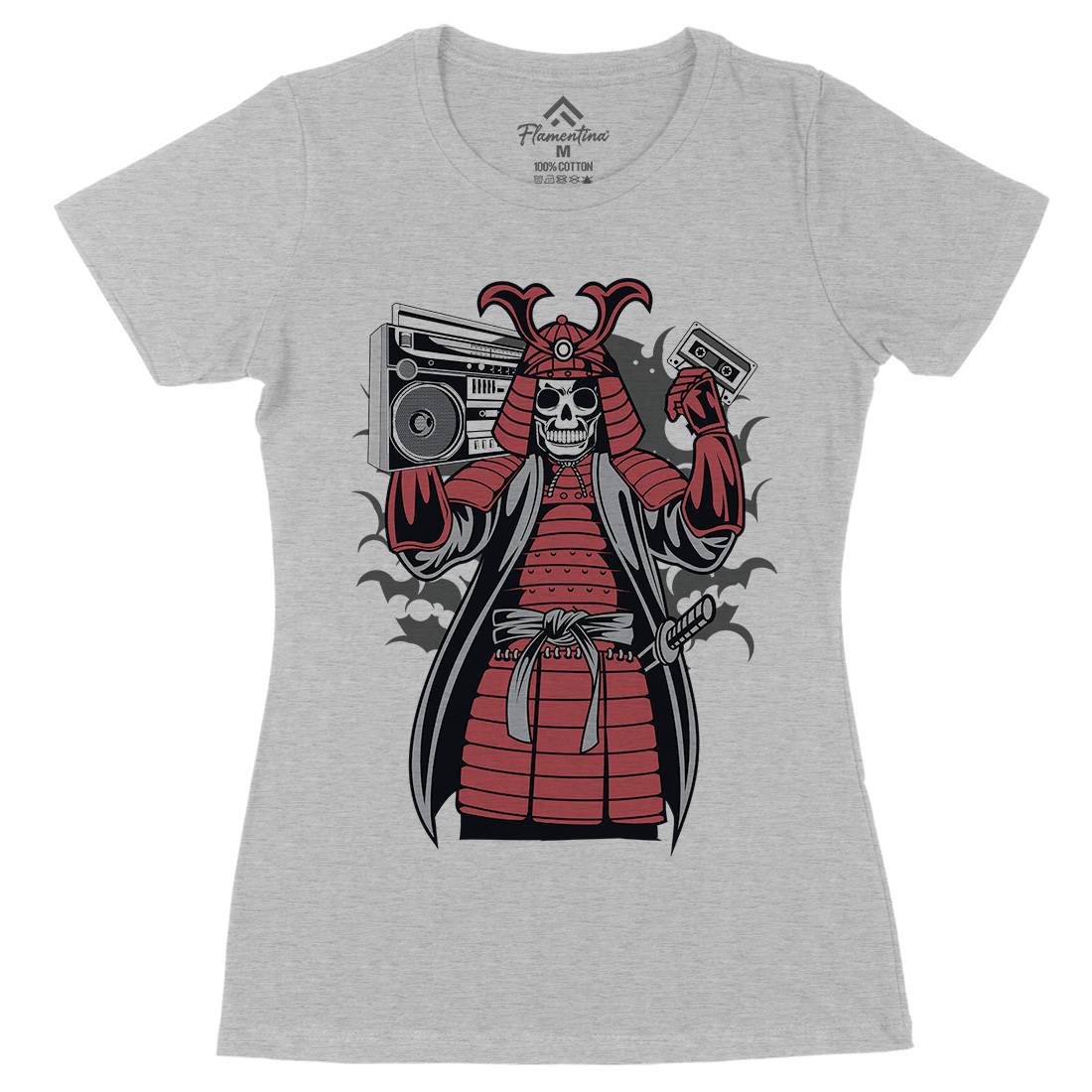Samurai Boombox Womens Organic Crew Neck T-Shirt Music C432