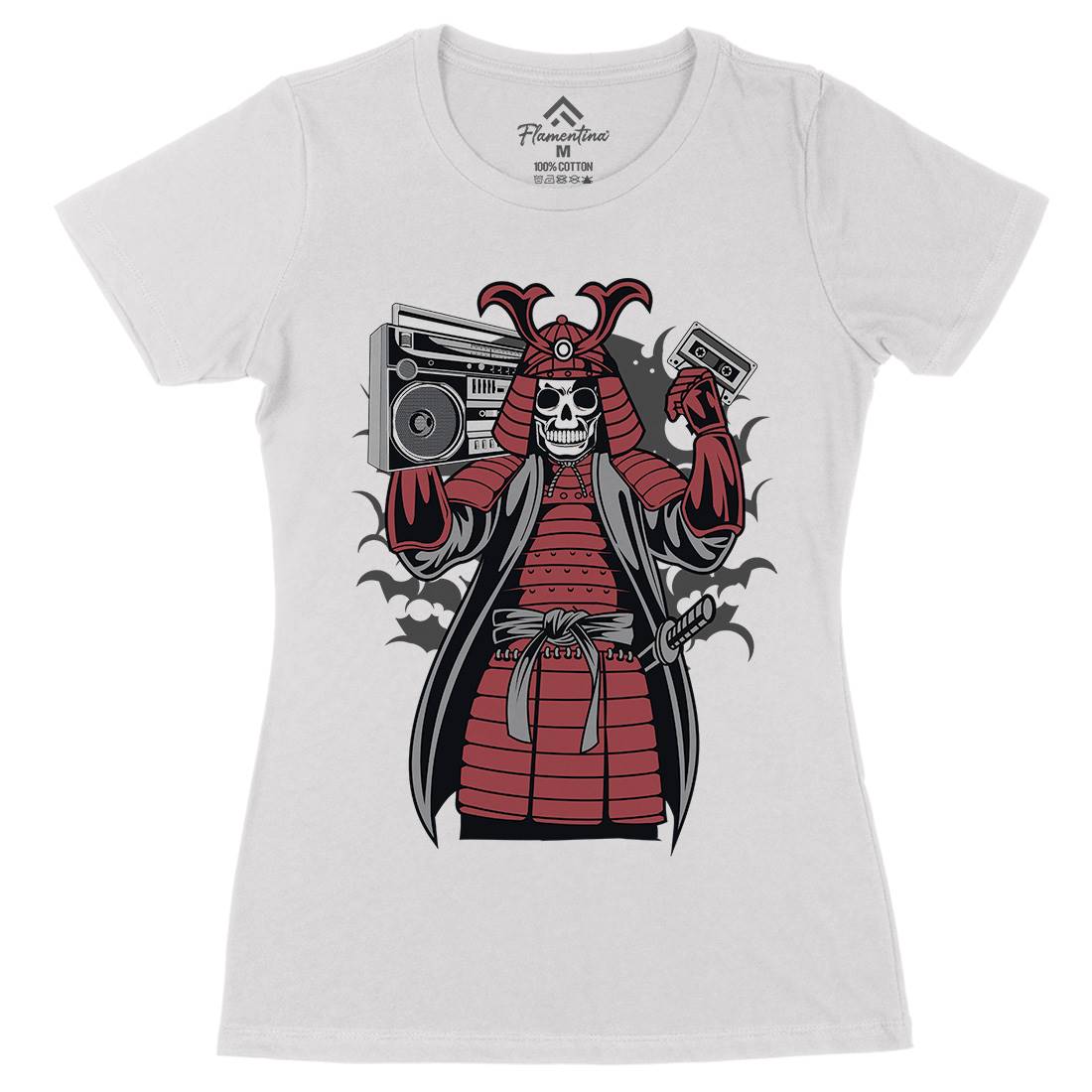 Samurai Boombox Womens Organic Crew Neck T-Shirt Music C432