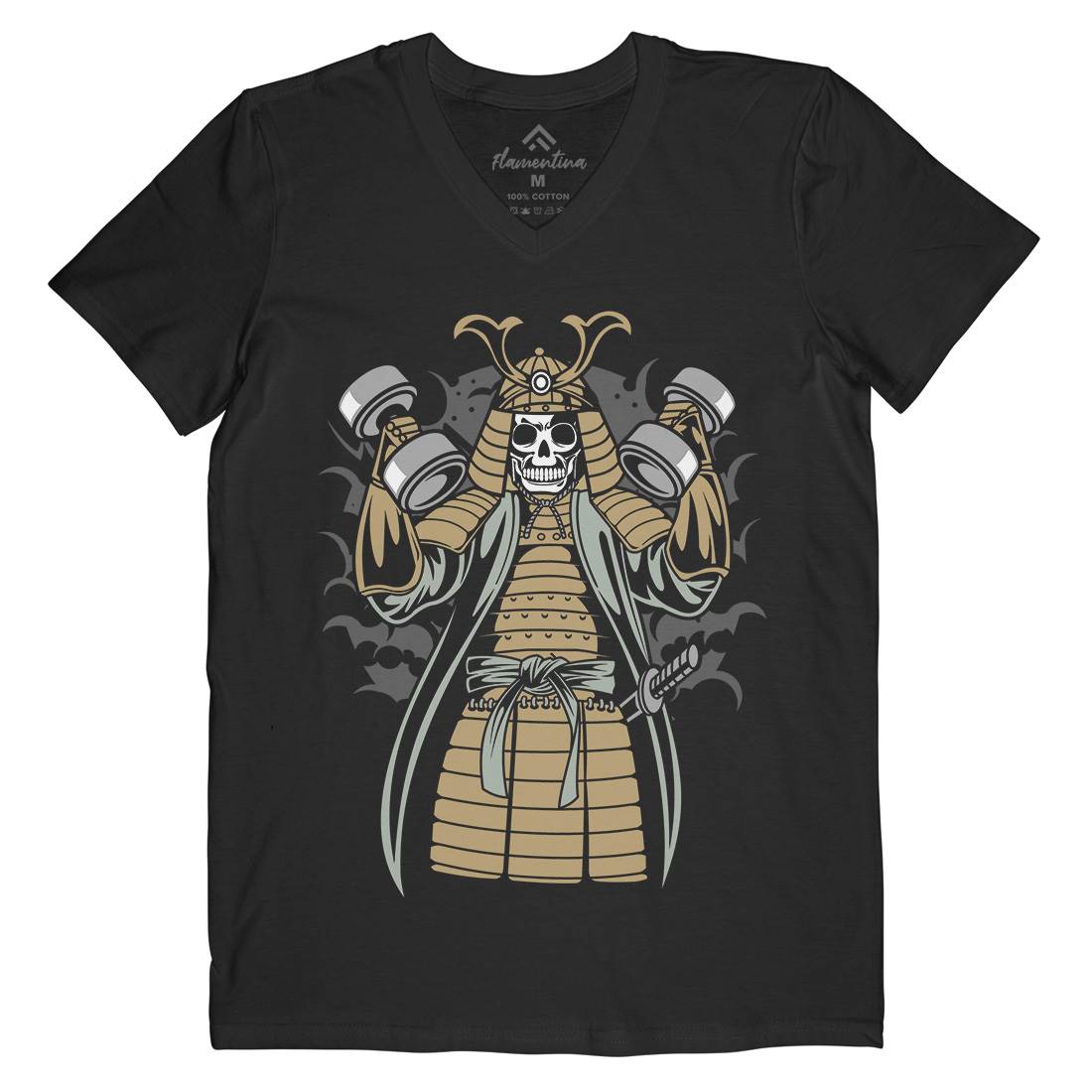 Samurai Mens Organic V-Neck T-Shirt Gym C433