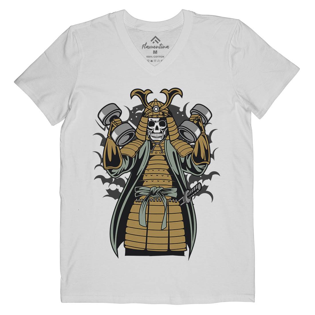 Samurai Mens V-Neck T-Shirt Gym C433