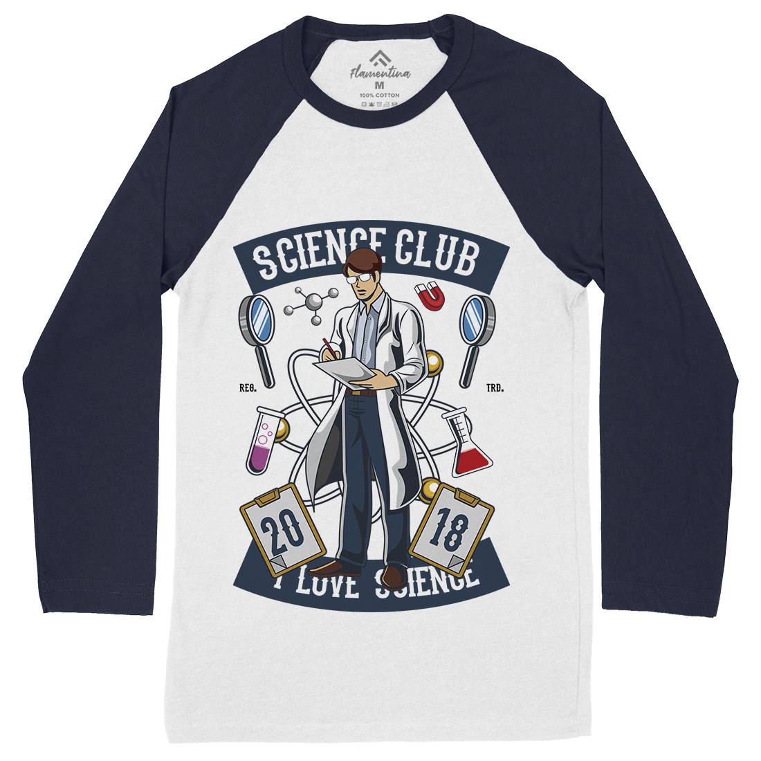 Club I Love Mens Long Sleeve Baseball T-Shirt Science C434