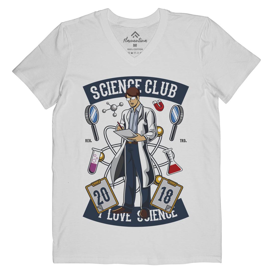 Club I Love Mens V-Neck T-Shirt Science C434