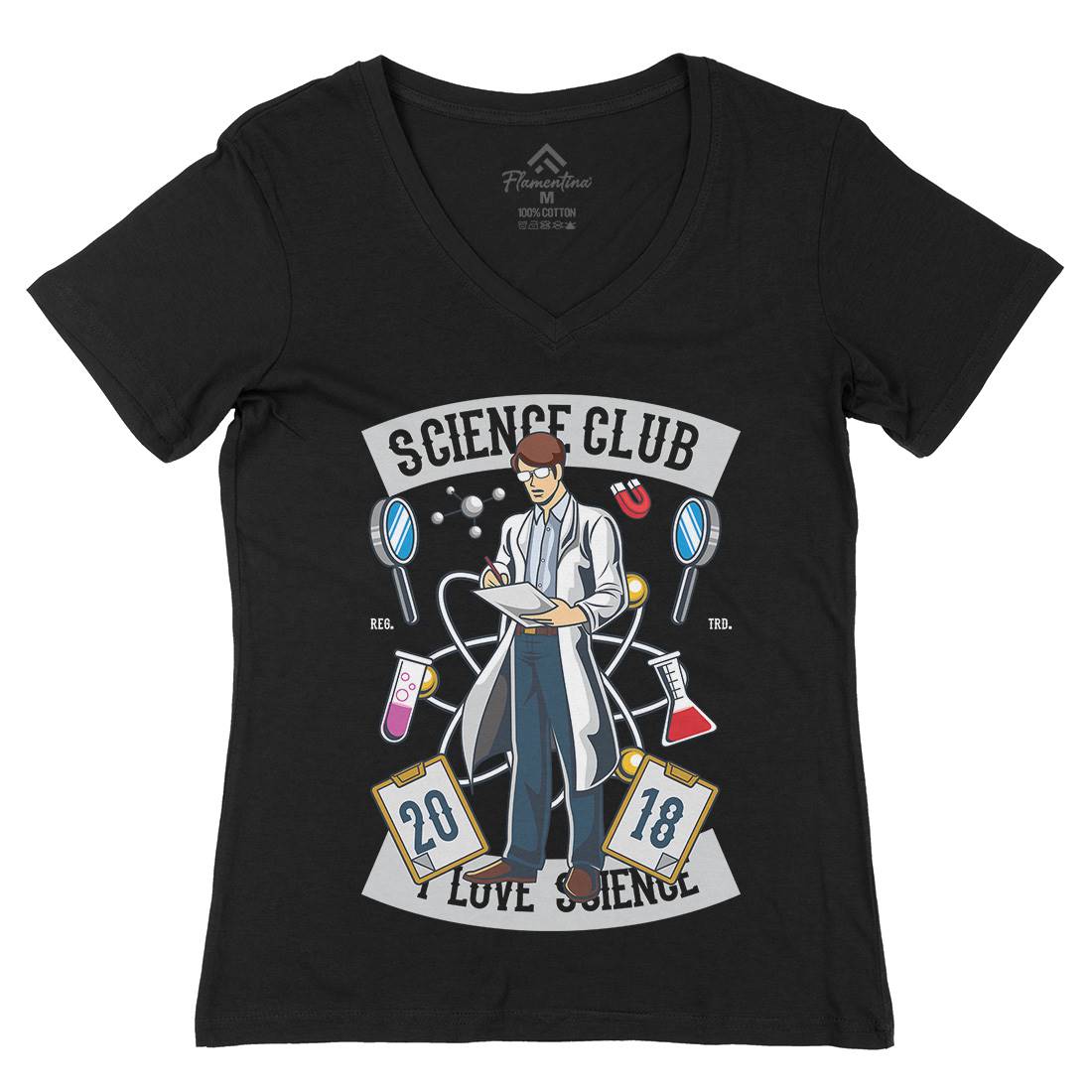 Club I Love Womens Organic V-Neck T-Shirt Science C434