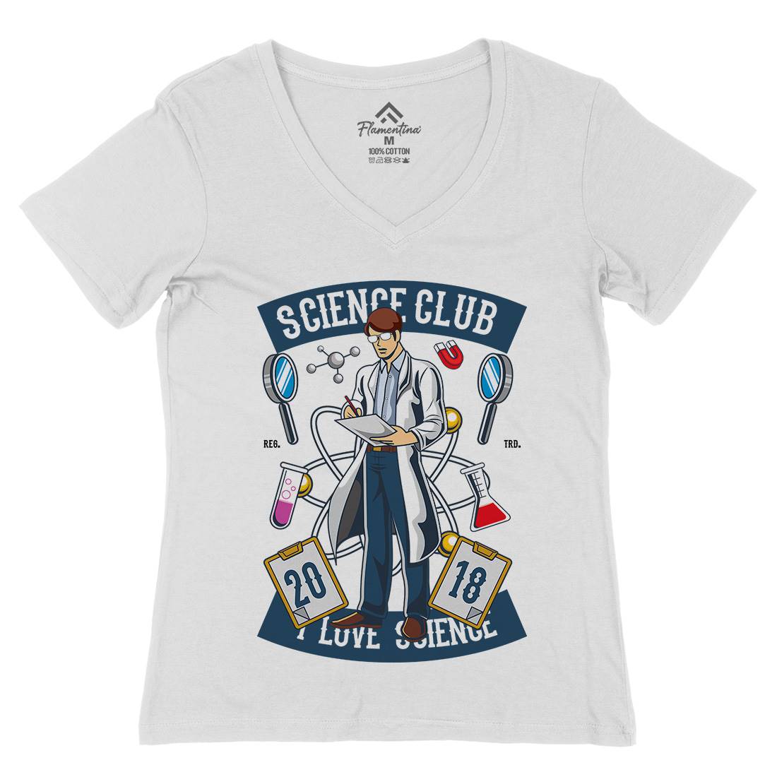 Club I Love Womens Organic V-Neck T-Shirt Science C434