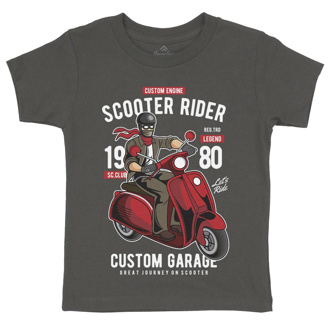 Scooter Rider Kids Organic Crew Neck T-Shirt Motorcycles C435