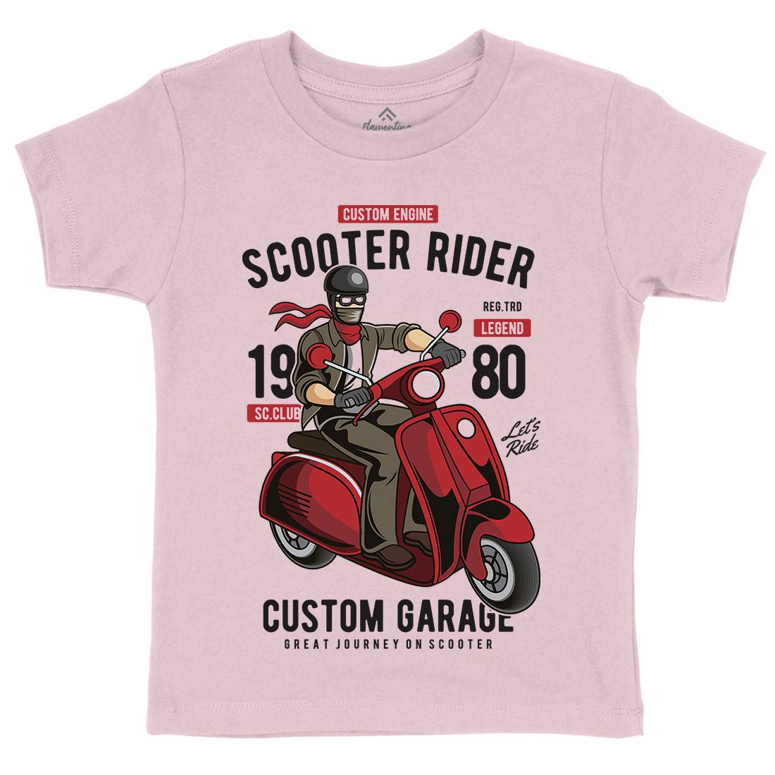 Scooter Rider Kids Organic Crew Neck T-Shirt Motorcycles C435