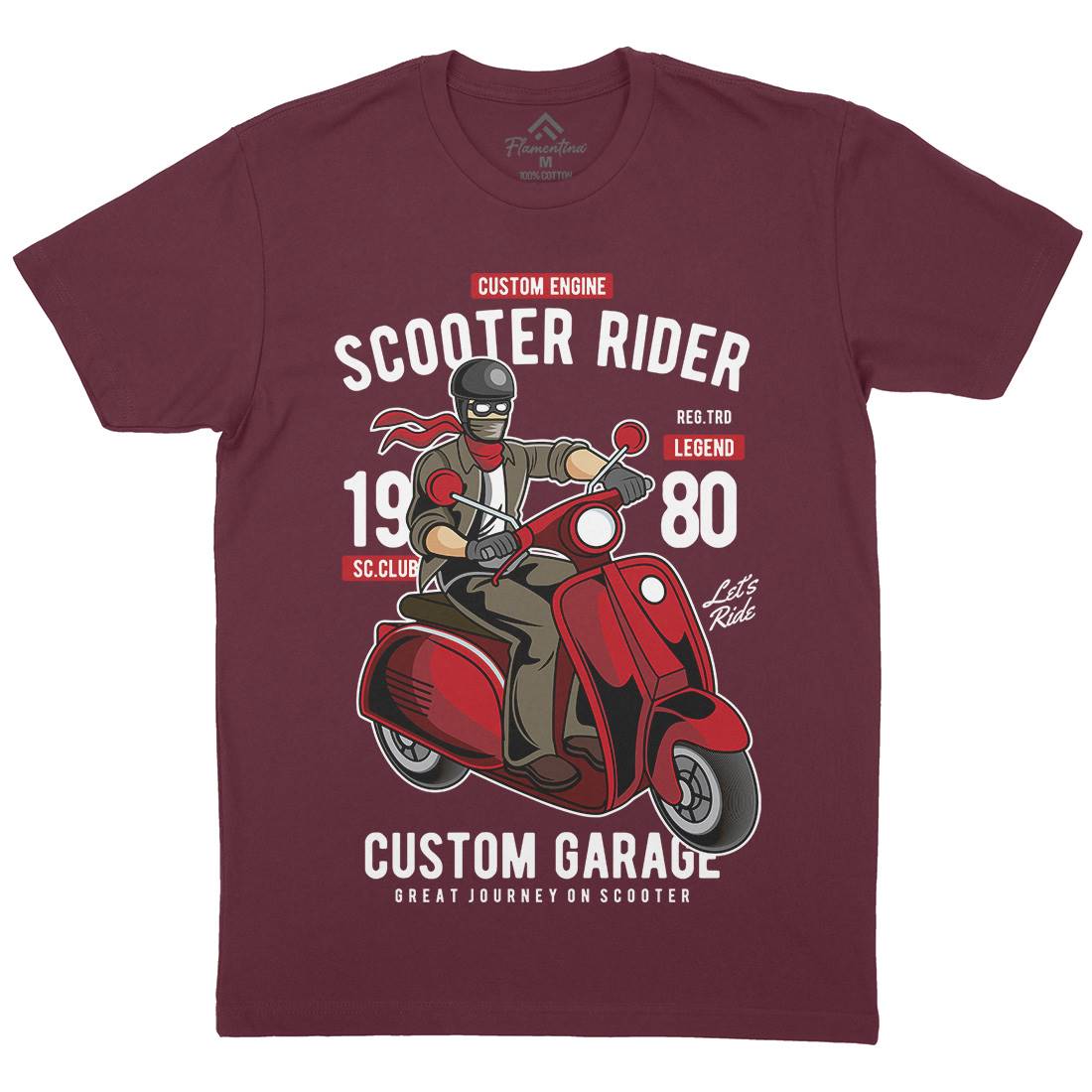 Scooter Rider Mens Organic Crew Neck T-Shirt Motorcycles C435