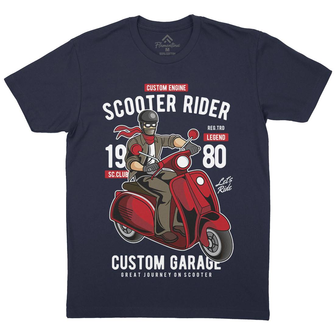 Scooter Rider Mens Organic Crew Neck T-Shirt Motorcycles C435