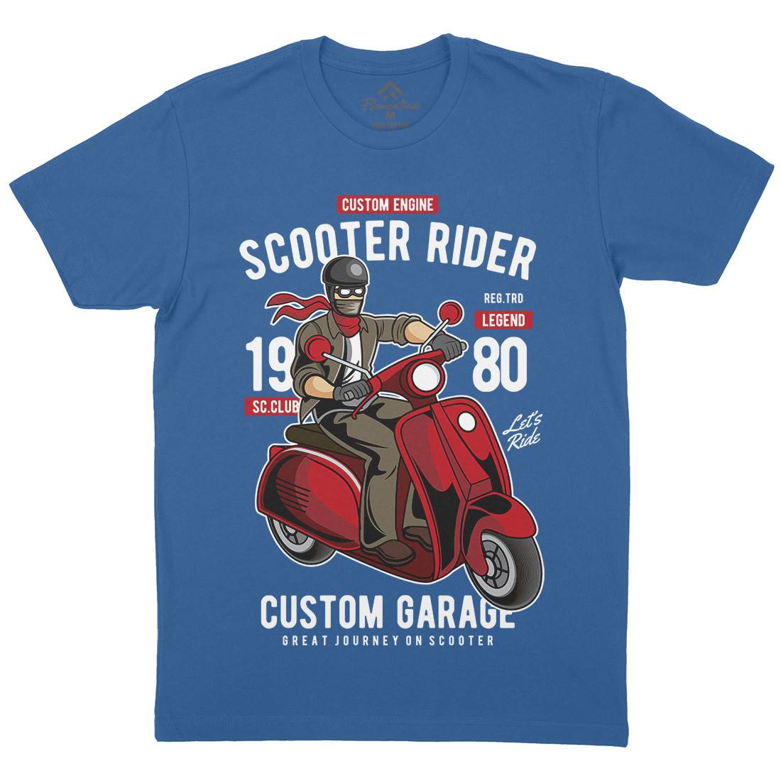 Scooter Rider Mens Crew Neck T-Shirt Motorcycles C435