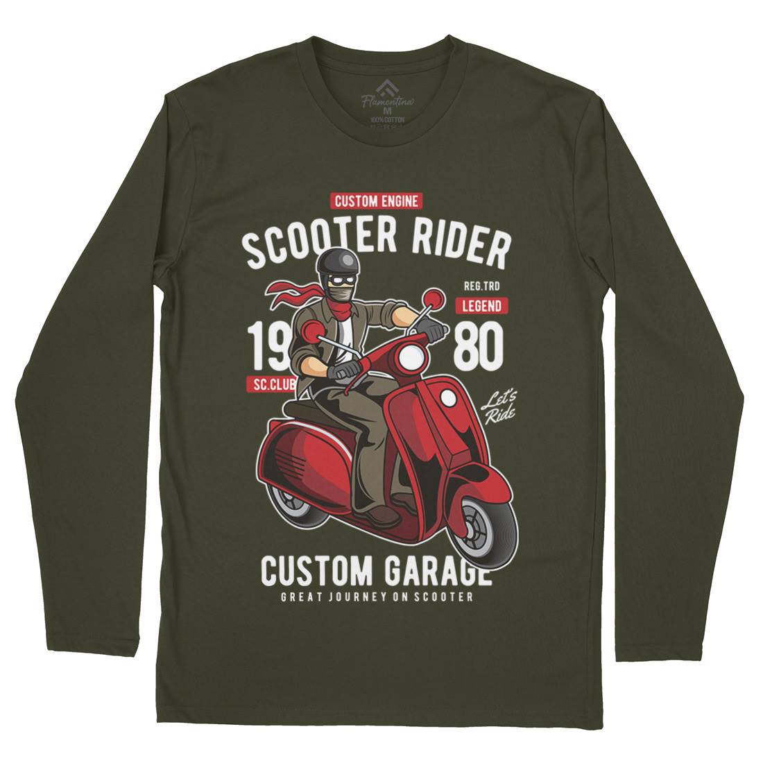 Scooter Rider Mens Long Sleeve T-Shirt Motorcycles C435