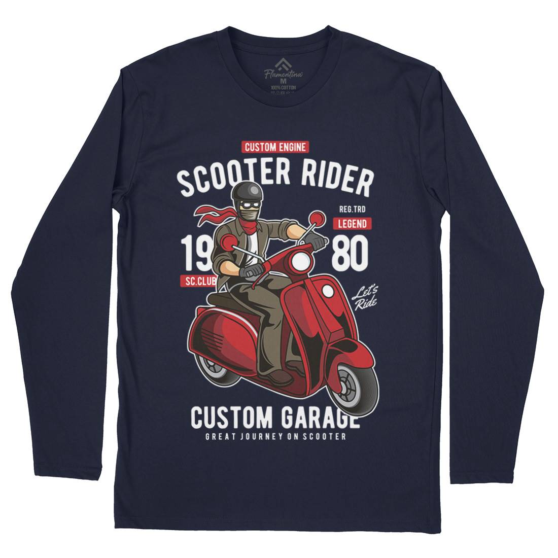 Scooter Rider Mens Long Sleeve T-Shirt Motorcycles C435