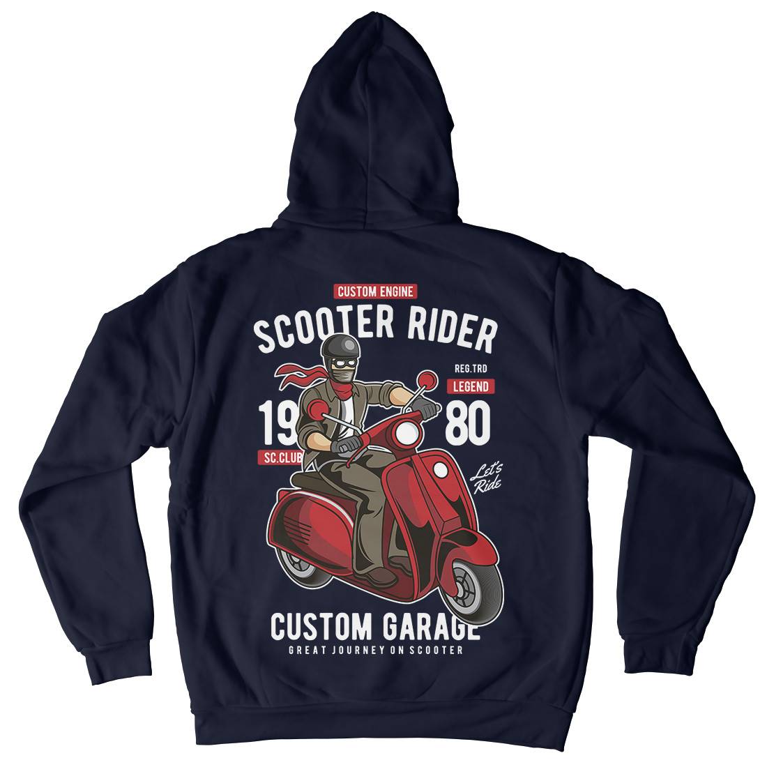 Scooter Rider Mens Hoodie With Pocket Motorcycles C435