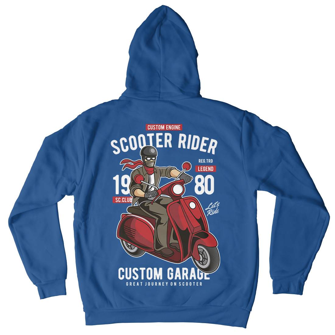 Scooter Rider Mens Hoodie With Pocket Motorcycles C435