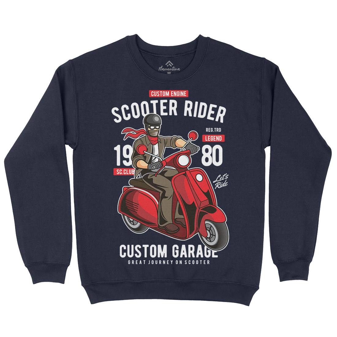 Scooter Rider Mens Crew Neck Sweatshirt Motorcycles C435