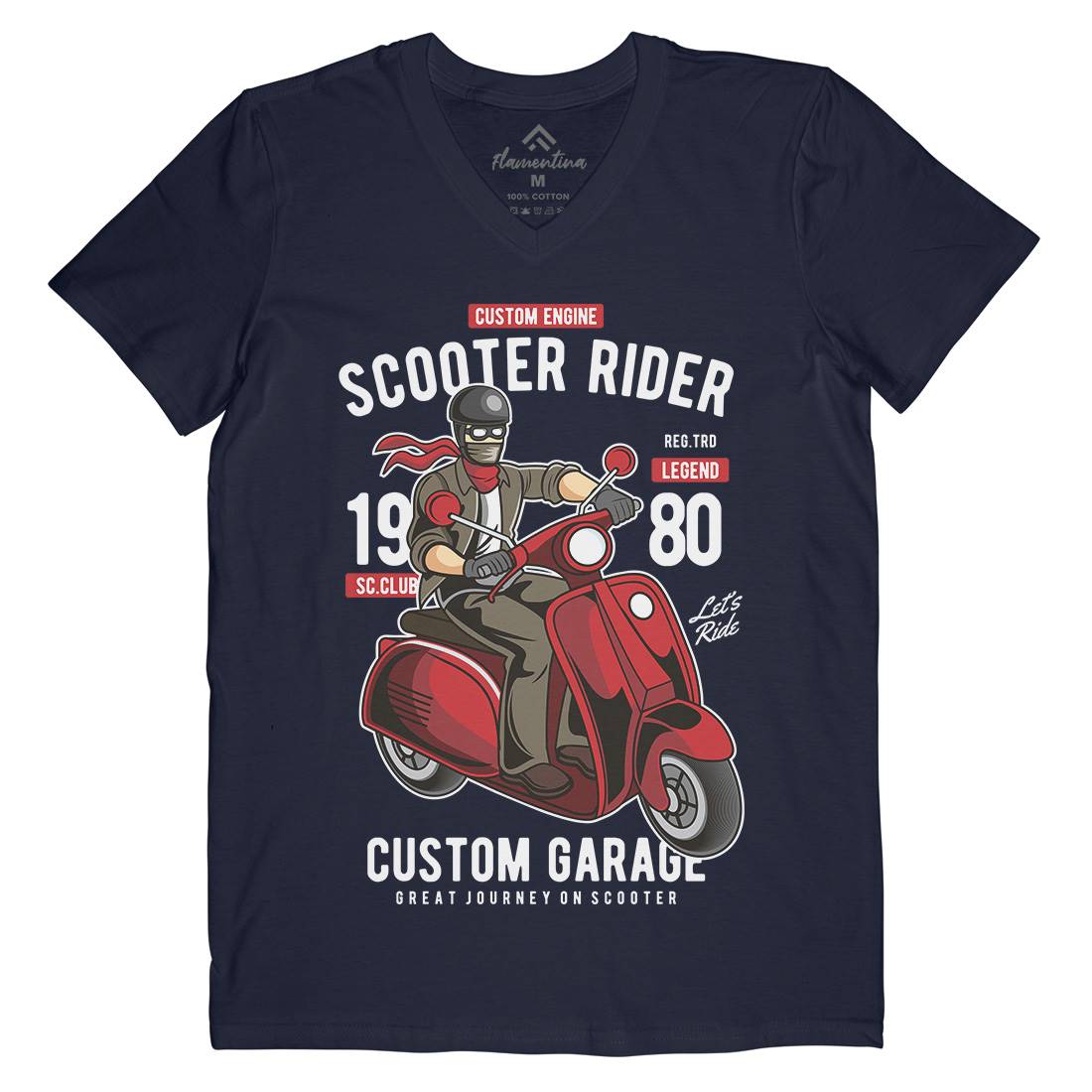 Scooter Rider Mens V-Neck T-Shirt Motorcycles C435