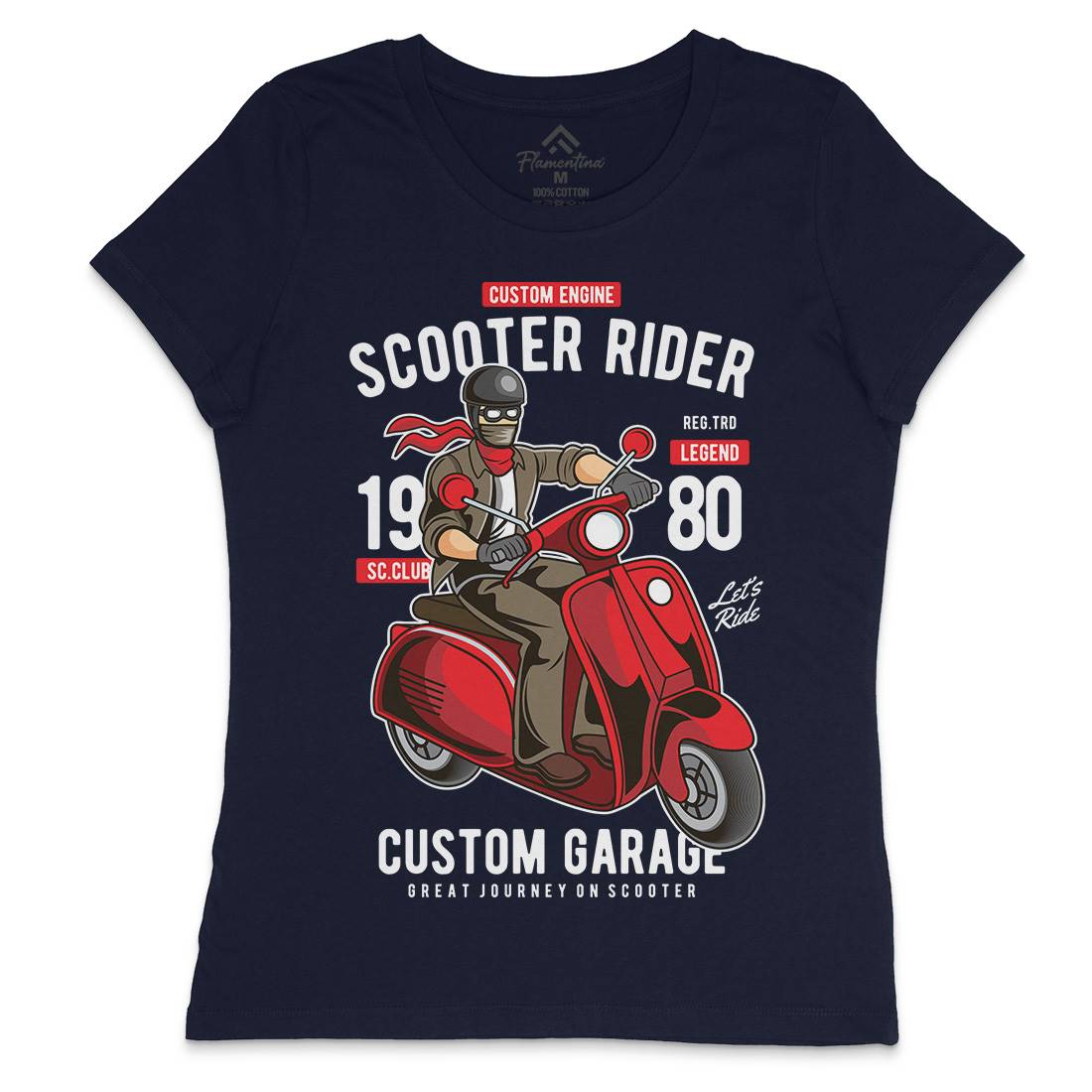 Scooter Rider Womens Crew Neck T-Shirt Motorcycles C435