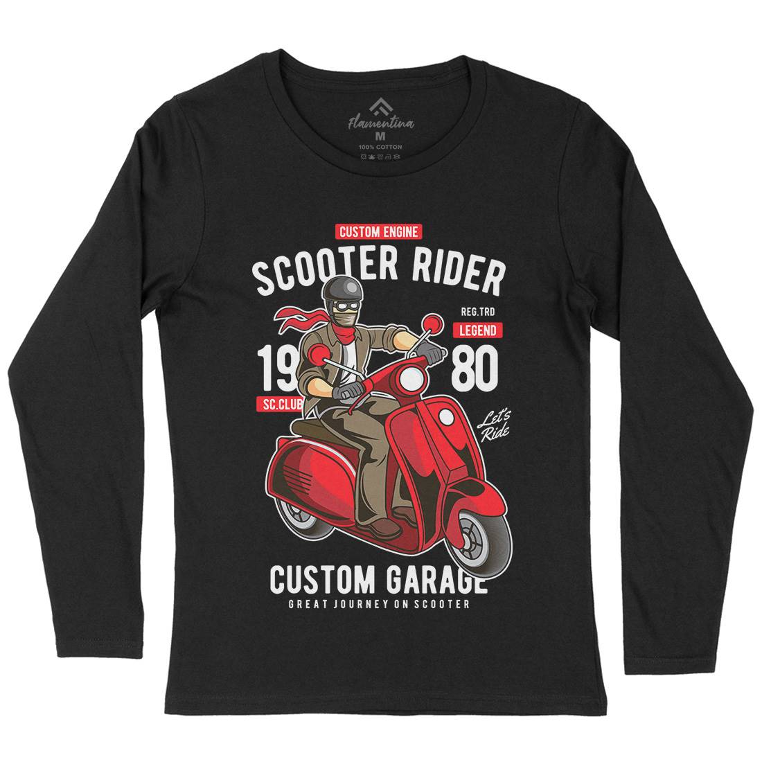 Scooter Rider Womens Long Sleeve T-Shirt Motorcycles C435