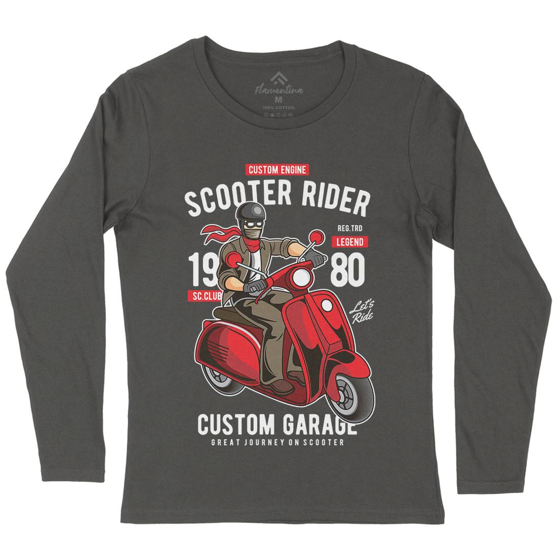 Scooter Rider Womens Long Sleeve T-Shirt Motorcycles C435