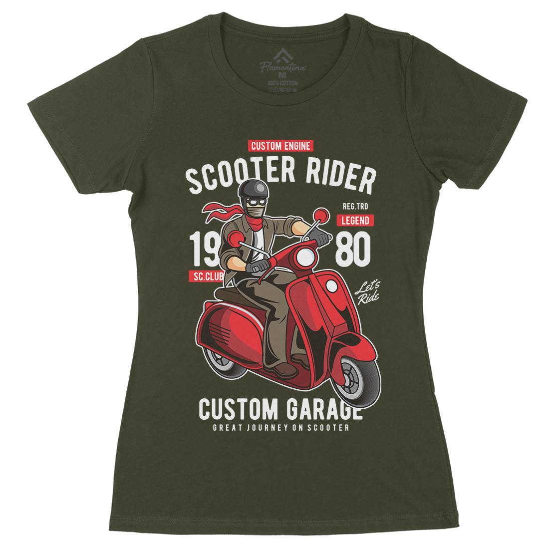 Scooter Rider Womens Organic Crew Neck T-Shirt Motorcycles C435