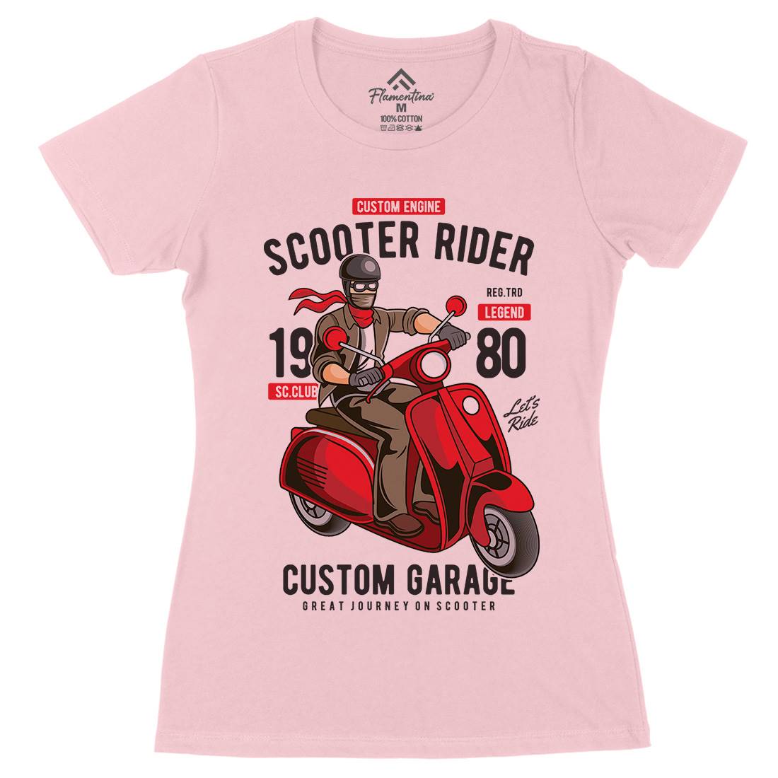 Scooter Rider Womens Organic Crew Neck T-Shirt Motorcycles C435
