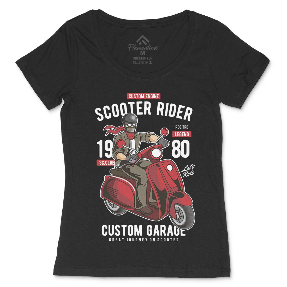 Scooter Rider Womens Scoop Neck T-Shirt Motorcycles C435