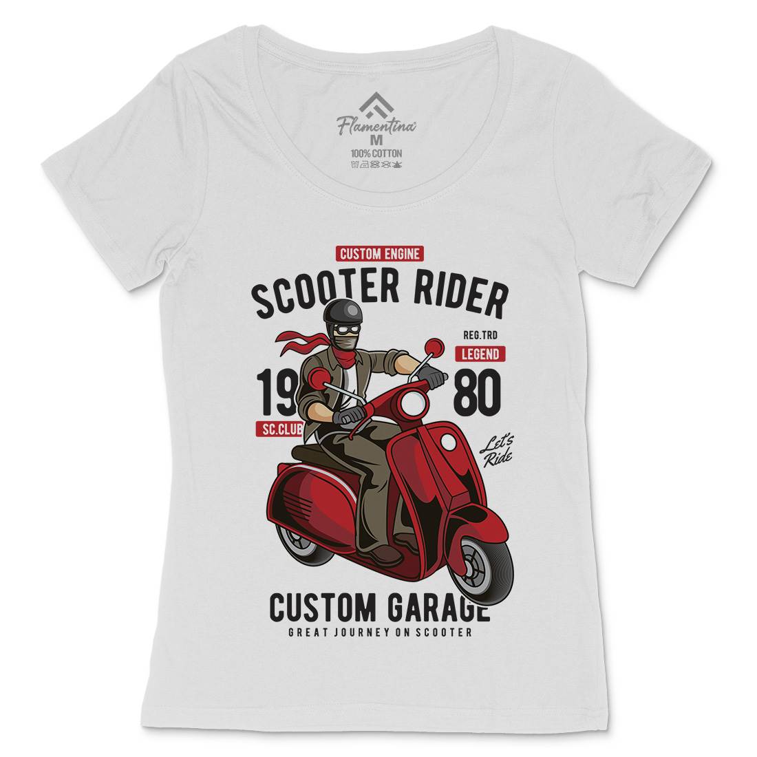 Scooter Rider Womens Scoop Neck T-Shirt Motorcycles C435