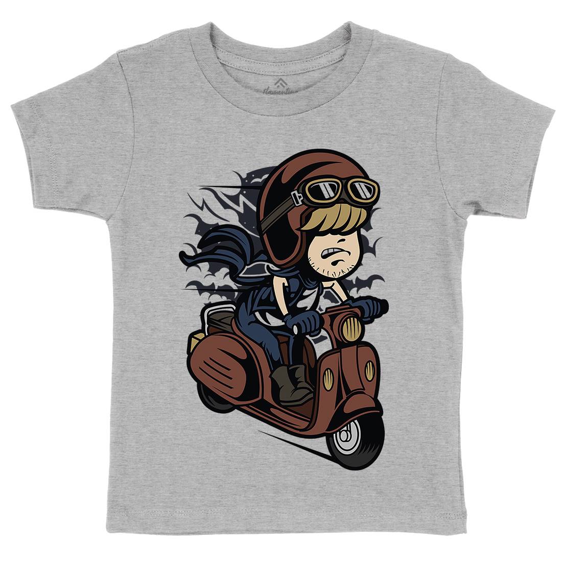 Scooter Rider Kid Kids Crew Neck T-Shirt Motorcycles C436