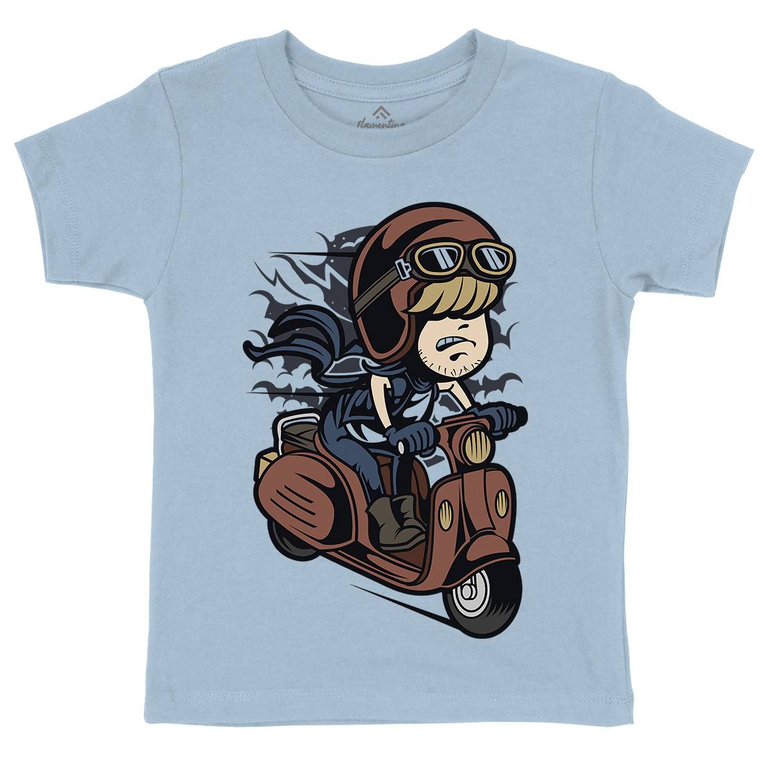 Scooter Rider Kid Kids Organic Crew Neck T-Shirt Motorcycles C436