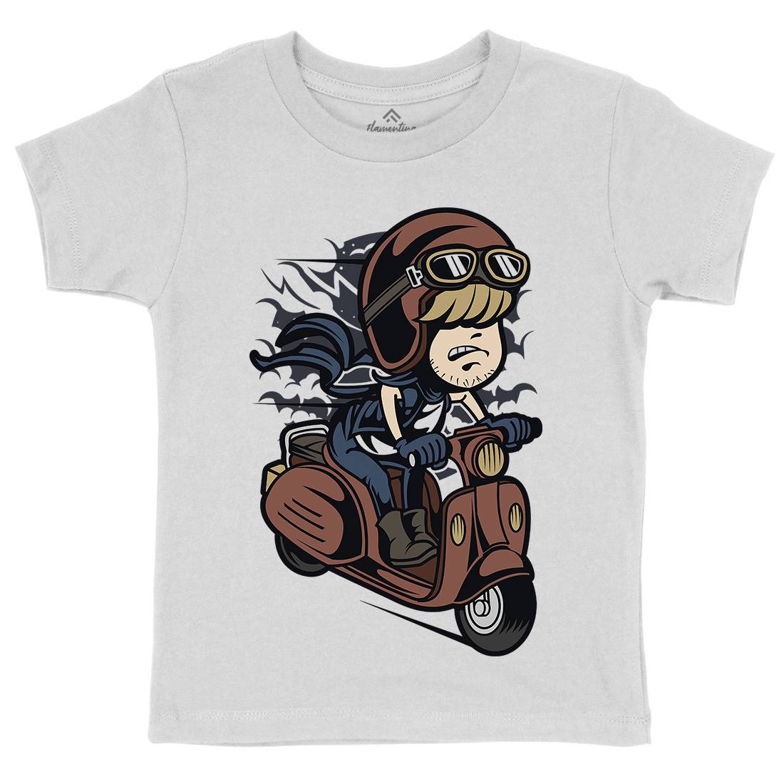 Scooter Rider Kid Kids Organic Crew Neck T-Shirt Motorcycles C436