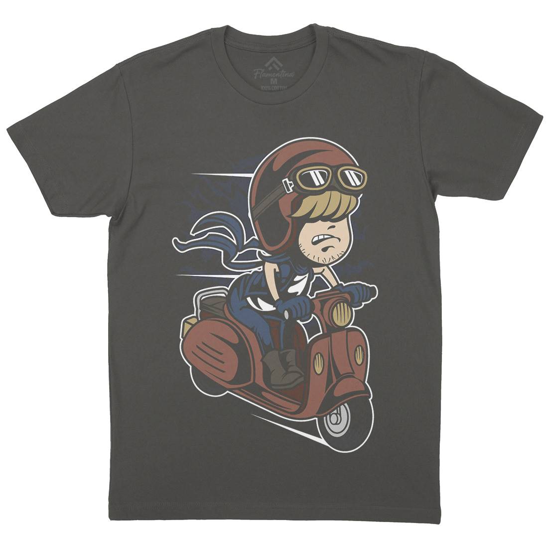 Scooter Rider Kid Mens Crew Neck T-Shirt Motorcycles C436