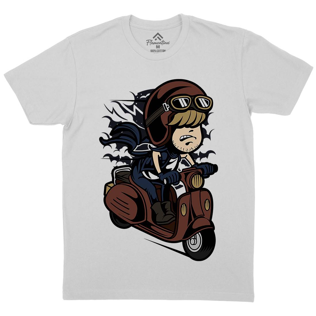 Scooter Rider Kid Mens Crew Neck T-Shirt Motorcycles C436