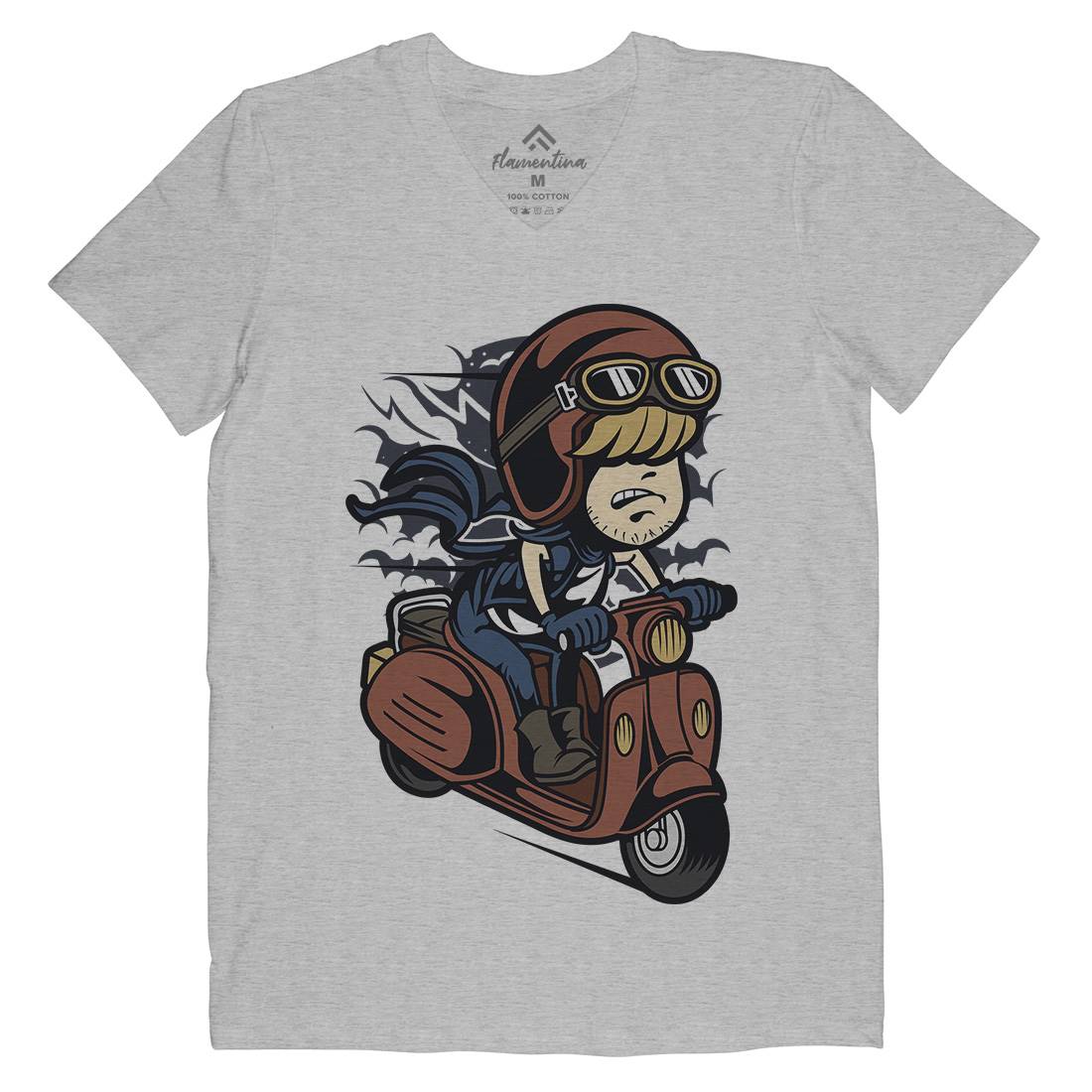 Scooter Rider Kid Mens V-Neck T-Shirt Motorcycles C436