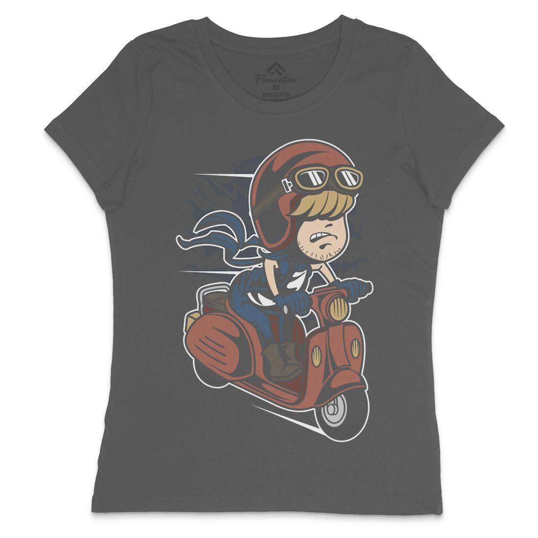 Scooter Rider Kid Womens Crew Neck T-Shirt Motorcycles C436