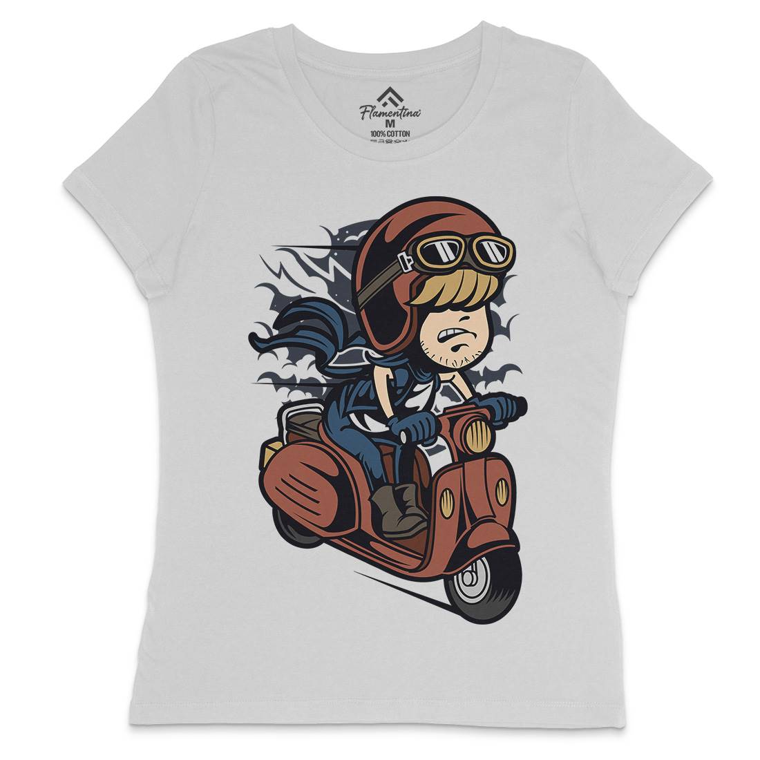 Scooter Rider Kid Womens Crew Neck T-Shirt Motorcycles C436