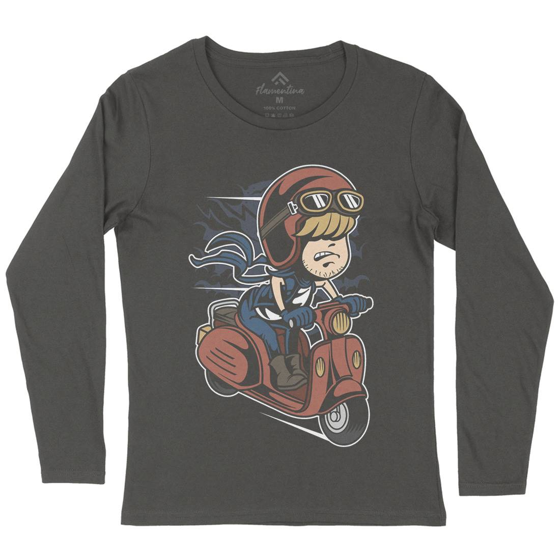 Scooter Rider Kid Womens Long Sleeve T-Shirt Motorcycles C436