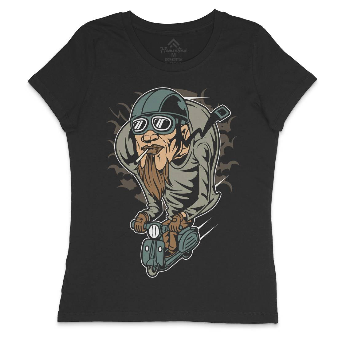 Scooter Man Womens Crew Neck T-Shirt Motorcycles C437