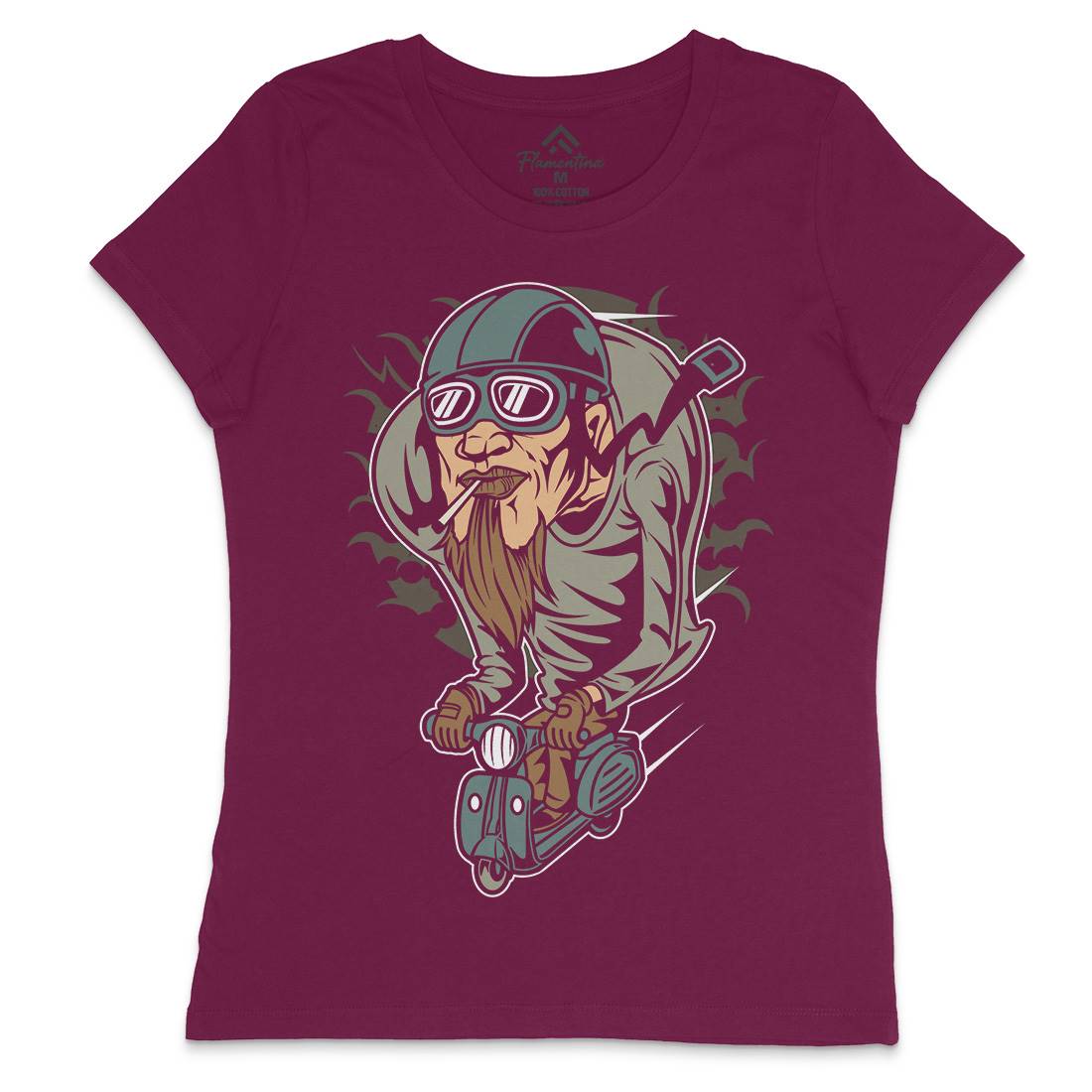 Scooter Man Womens Crew Neck T-Shirt Motorcycles C437