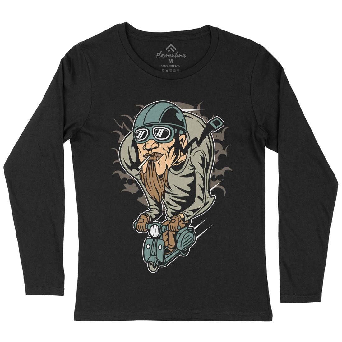Scooter Man Womens Long Sleeve T-Shirt Motorcycles C437