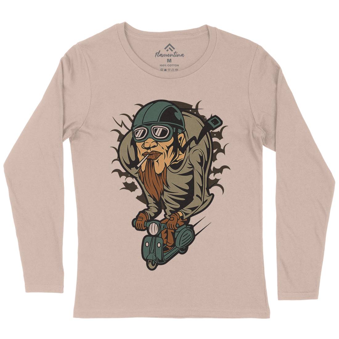 Scooter Man Womens Long Sleeve T-Shirt Motorcycles C437