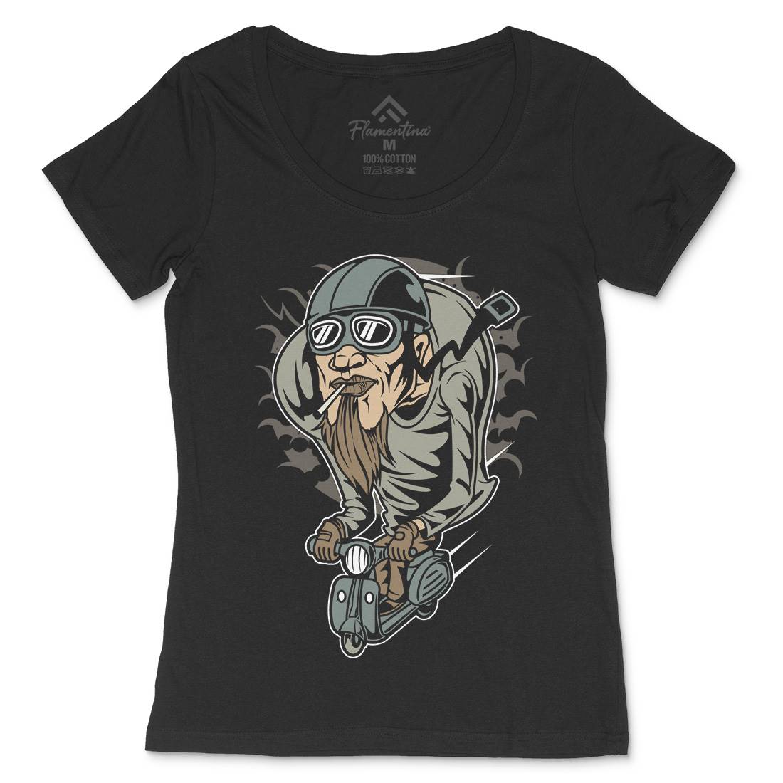 Scooter Man Womens Scoop Neck T-Shirt Motorcycles C437