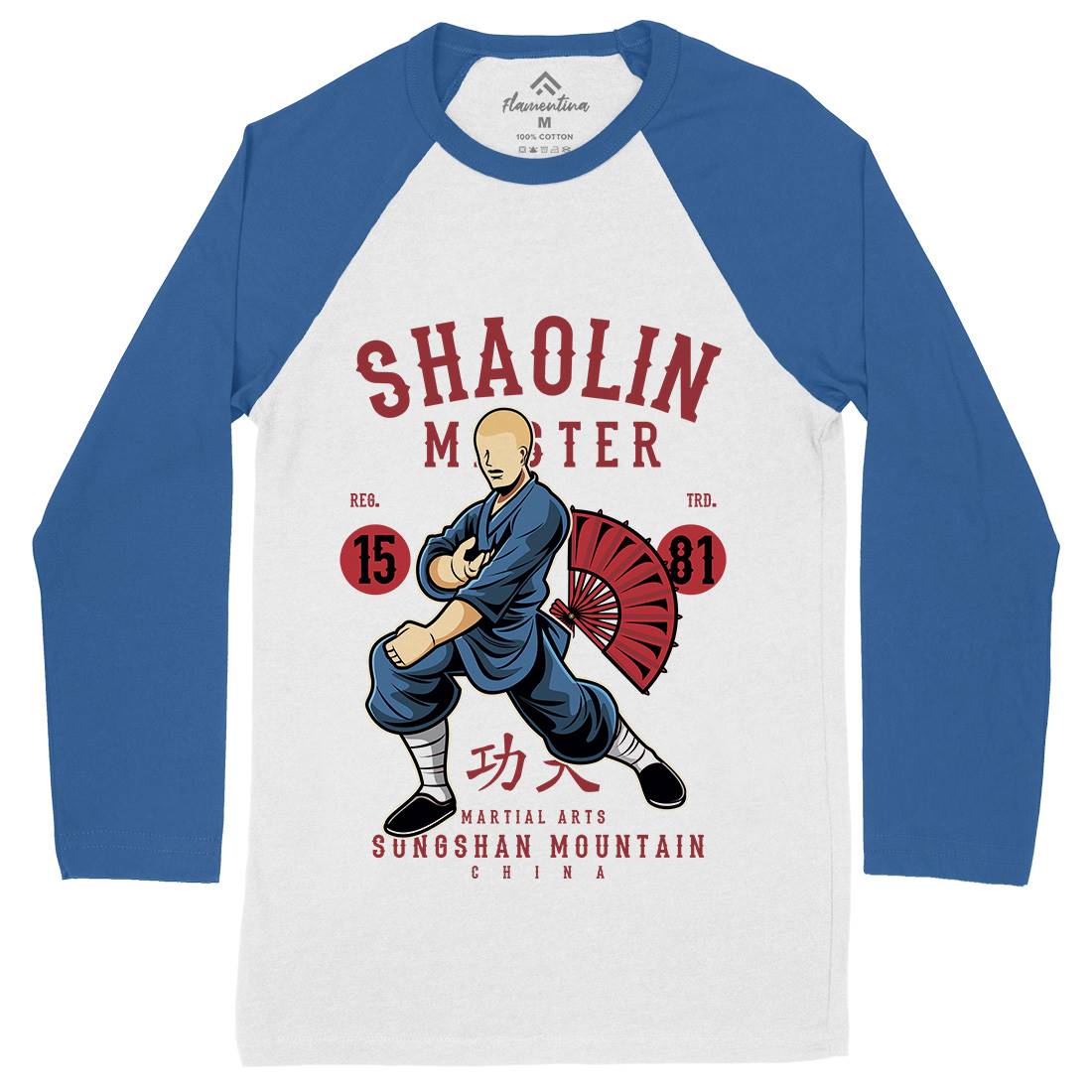 Shaolin Master Mens Long Sleeve Baseball T-Shirt Asian C438
