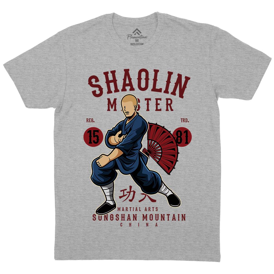 Shaolin Master Mens Organic Crew Neck T-Shirt Asian C438