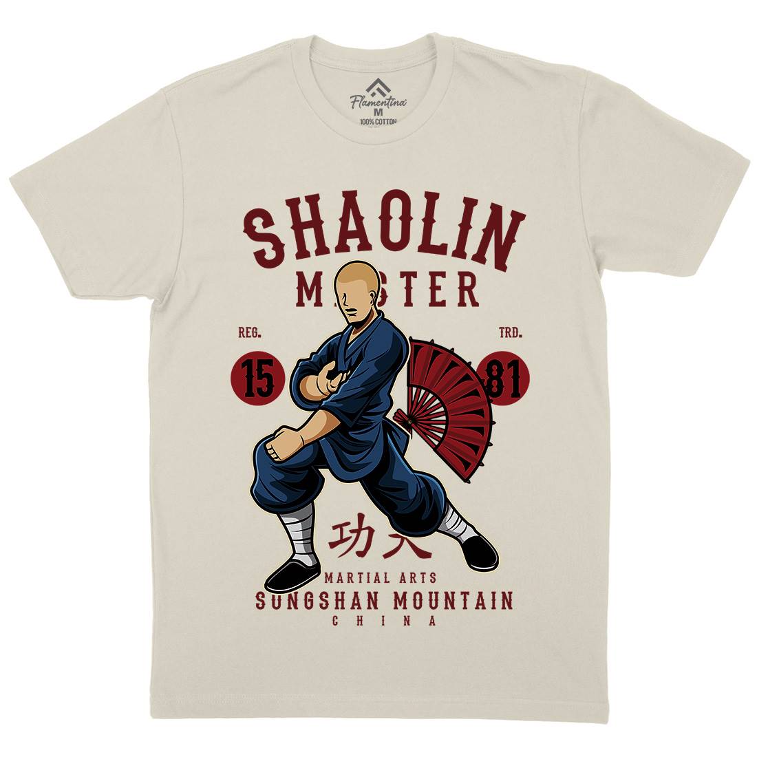Shaolin Master Mens Organic Crew Neck T-Shirt Asian C438