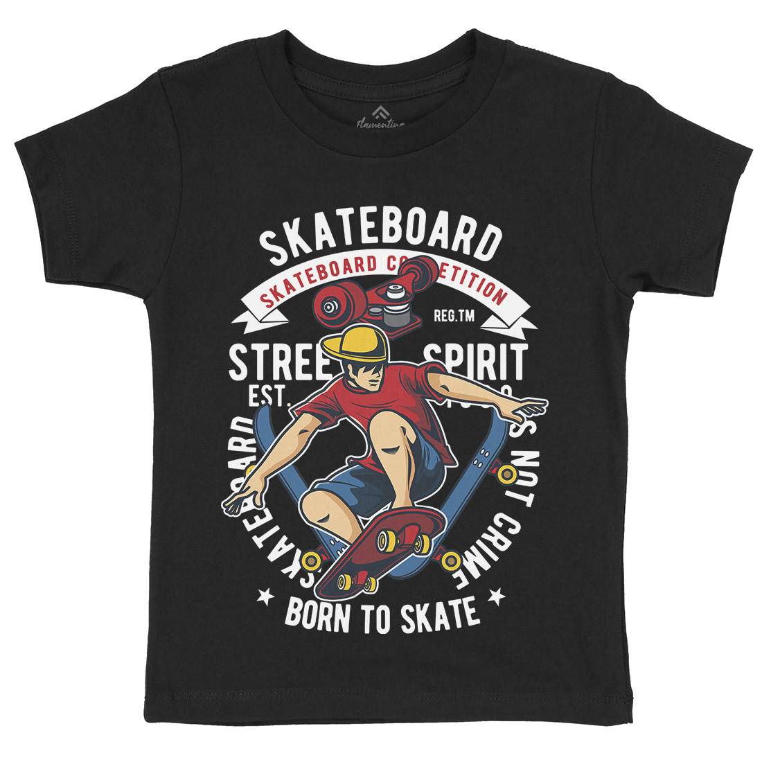 Skateboard Kids Crew Neck T-Shirt Skate C439