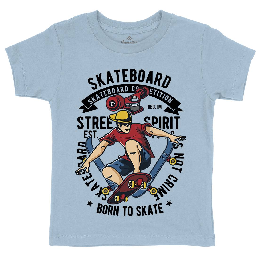 Skateboard Kids Crew Neck T-Shirt Skate C439