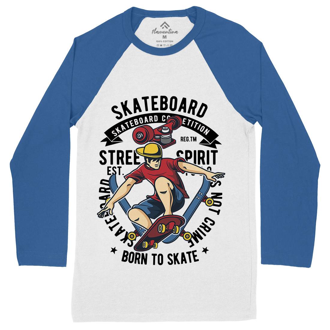 Skateboard Mens Long Sleeve Baseball T-Shirt Skate C439