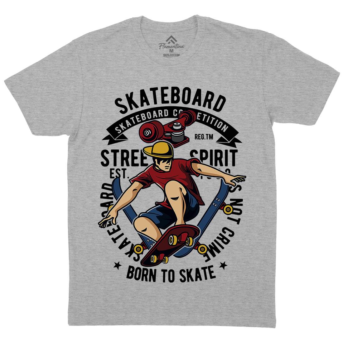Skateboard Mens Organic Crew Neck T-Shirt Skate C439