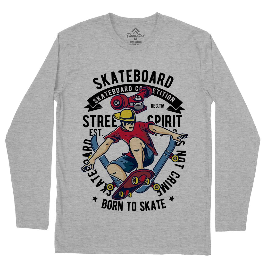 Skateboard Mens Long Sleeve T-Shirt Skate C439
